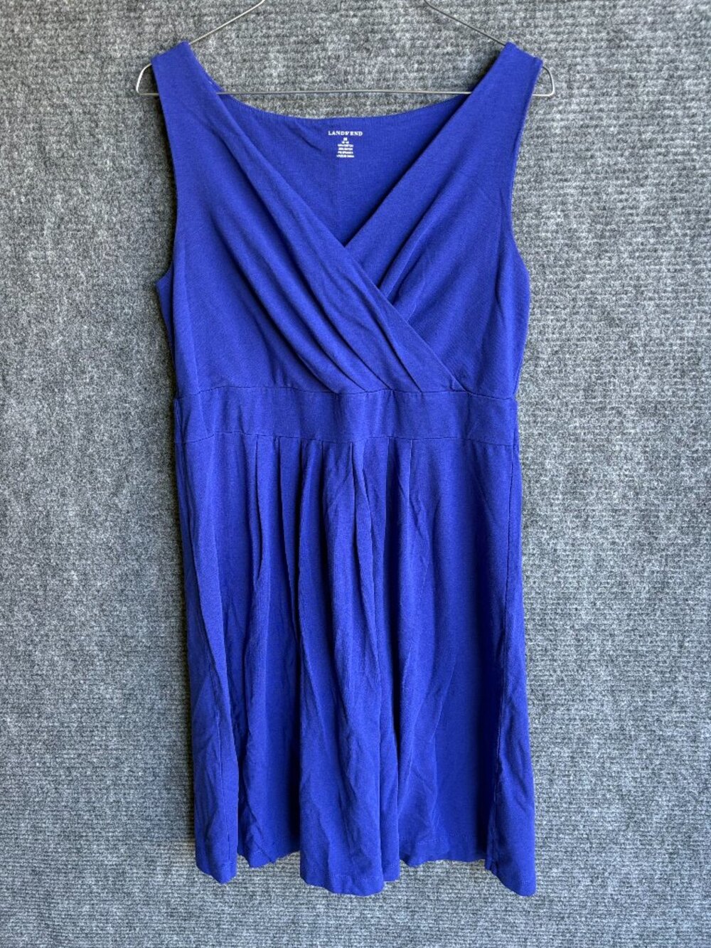 Lands' End Royal Blue Faux Wrap Dress Womens M 10-12 Sleeveless